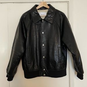 Frame Mens Shiny Leather Bomber size M. Great oversized fit on women’s S/M.